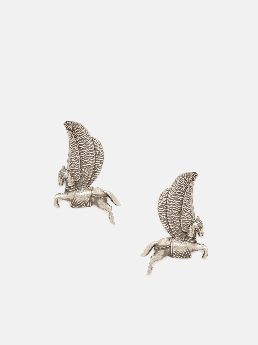 Priyaasi Silver Plated Oxidized Unicorn Drop Earrings