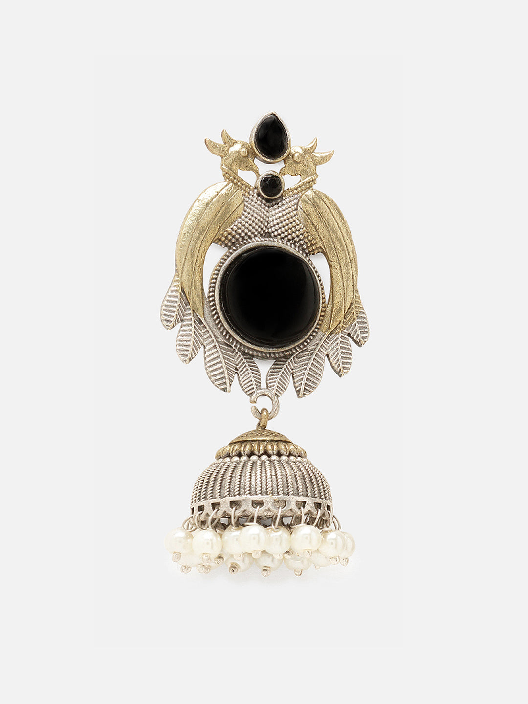 Priyaasi Gold-Silver Plated Black Oxidized Jhumka Earrings