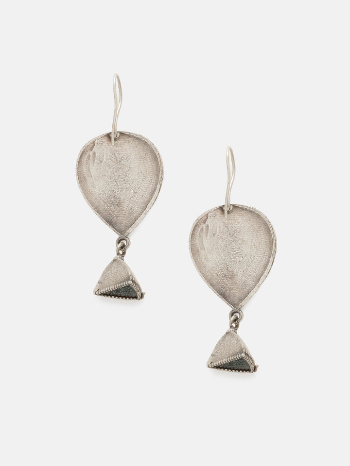 Priyaasi Silver Plated Blue Oxidized Drop Earrings