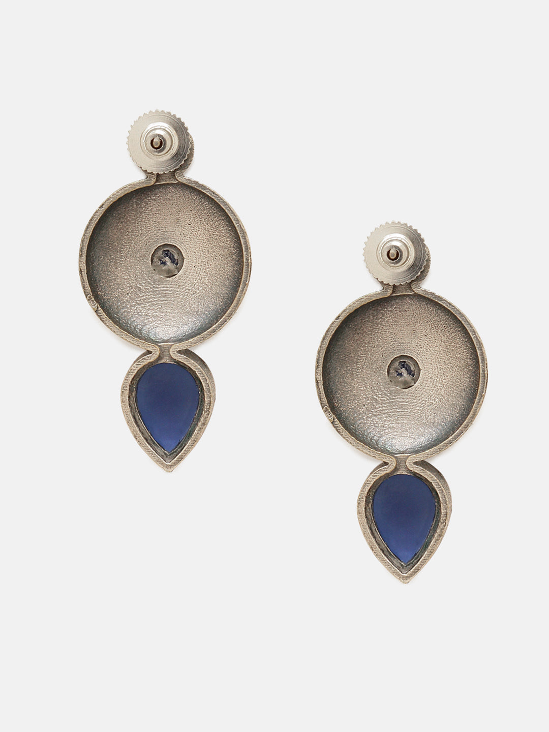 Priyaasi Silver Plated Blue Sapphire Drop Earrings