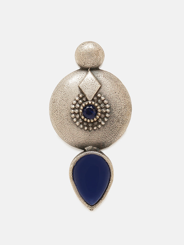 Priyaasi Silver Plated Blue Sapphire Drop Earrings