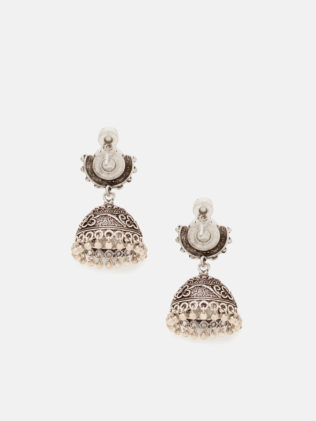 Priyaasi Silver Plated Oxidized Pearl Jhumka Earrings