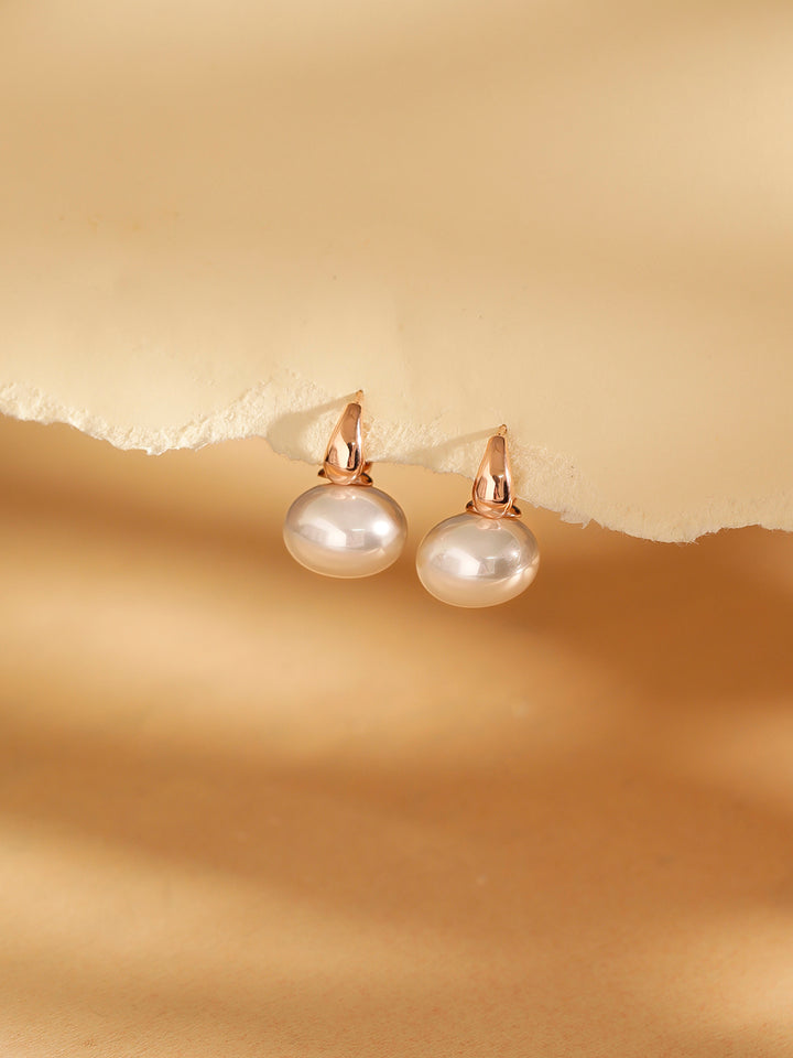 Elegant pearl Gold Plated Statement Mini Drop Earrings
