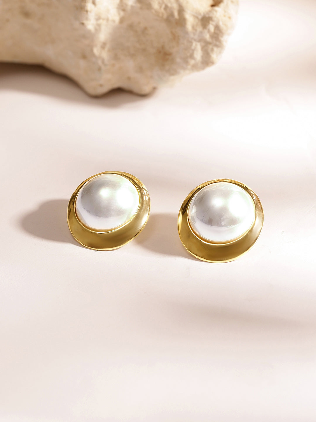 Pearl Gold Plated Stud Elegance Contemporary Earrings