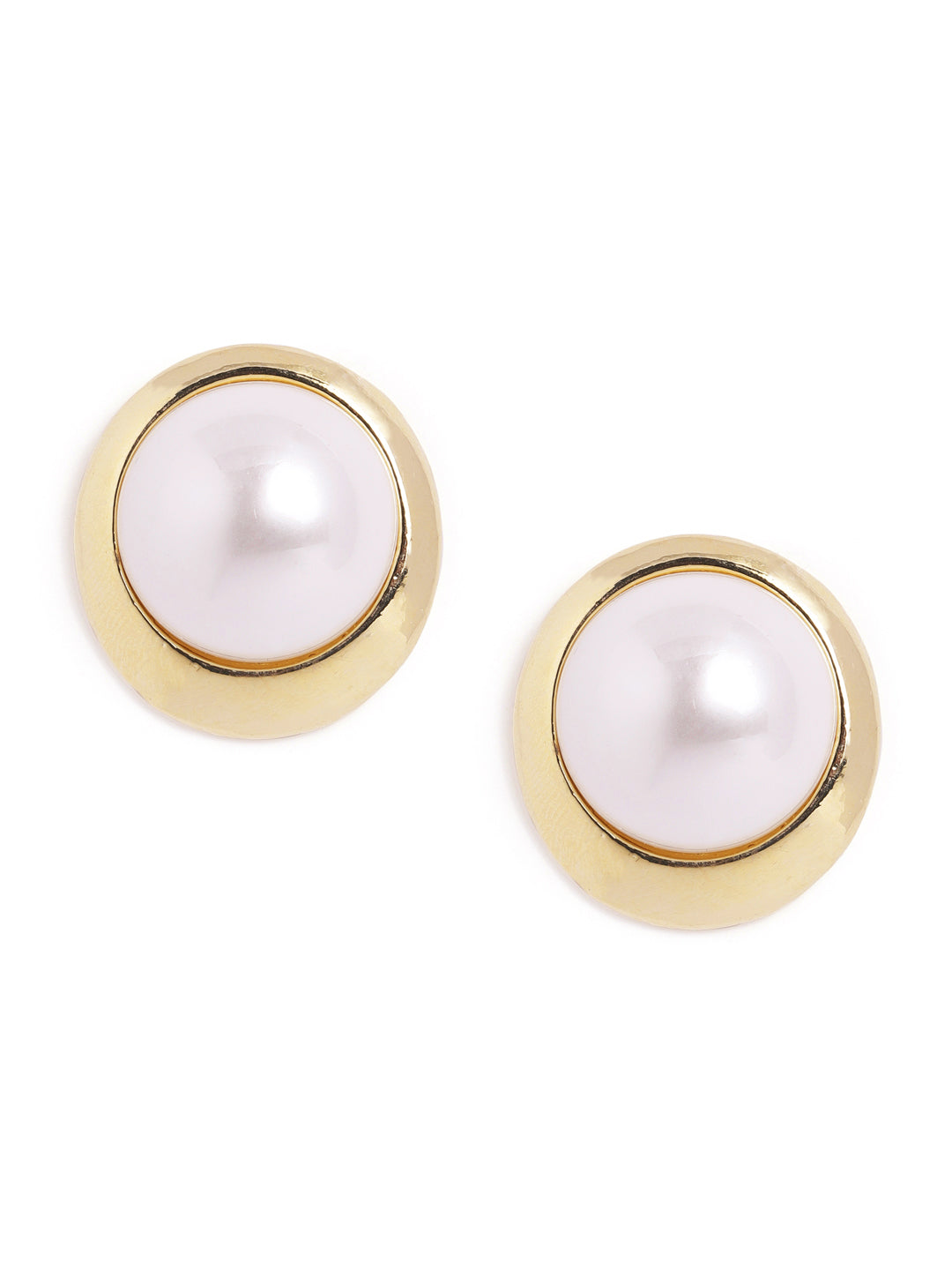 Pearl Gold Plated Stud Elegance Contemporary Earrings
