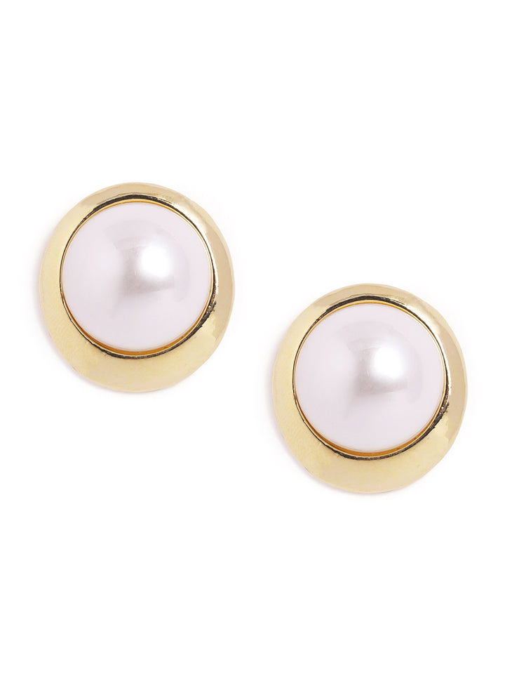 Pearl Gold Plated Stud Elegance Contemporary Earrings