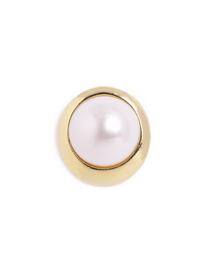 Pearl Gold Plated Stud Elegance Contemporary Earrings