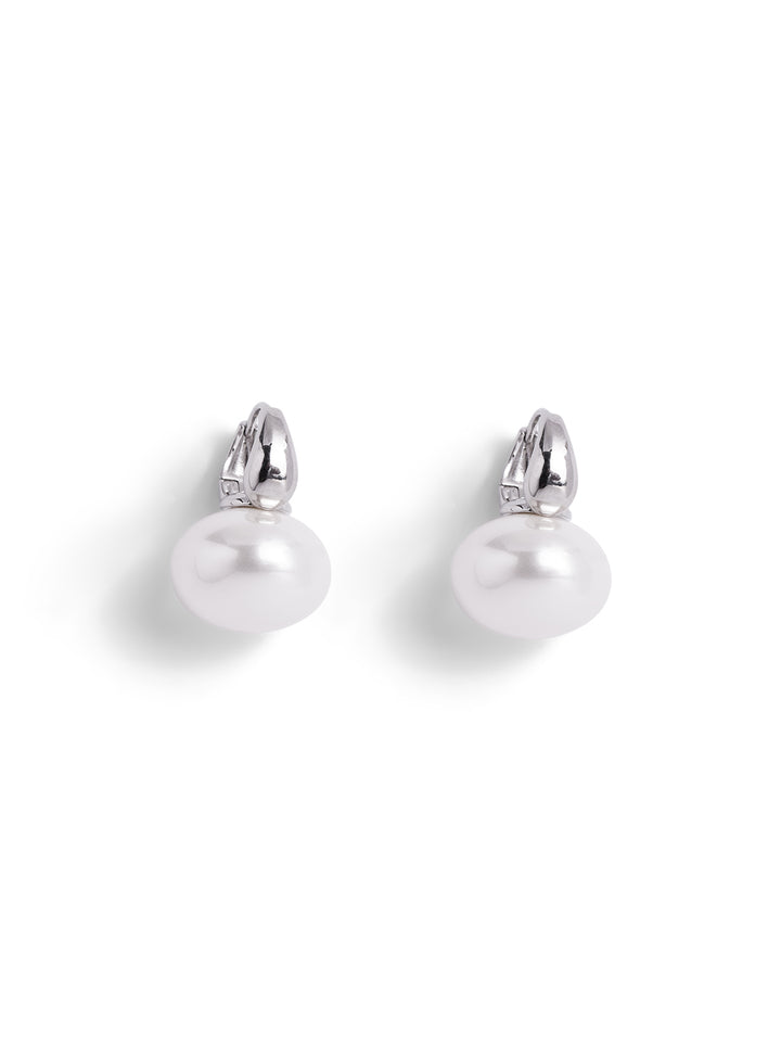 Pearl Silver Plated Mini Drop Fancy Statement Earrings