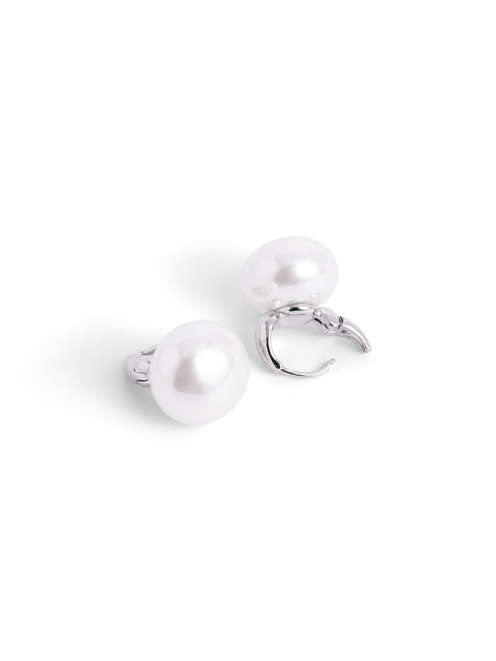 Pearl Silver Plated Mini Drop Fancy Statement Earrings
