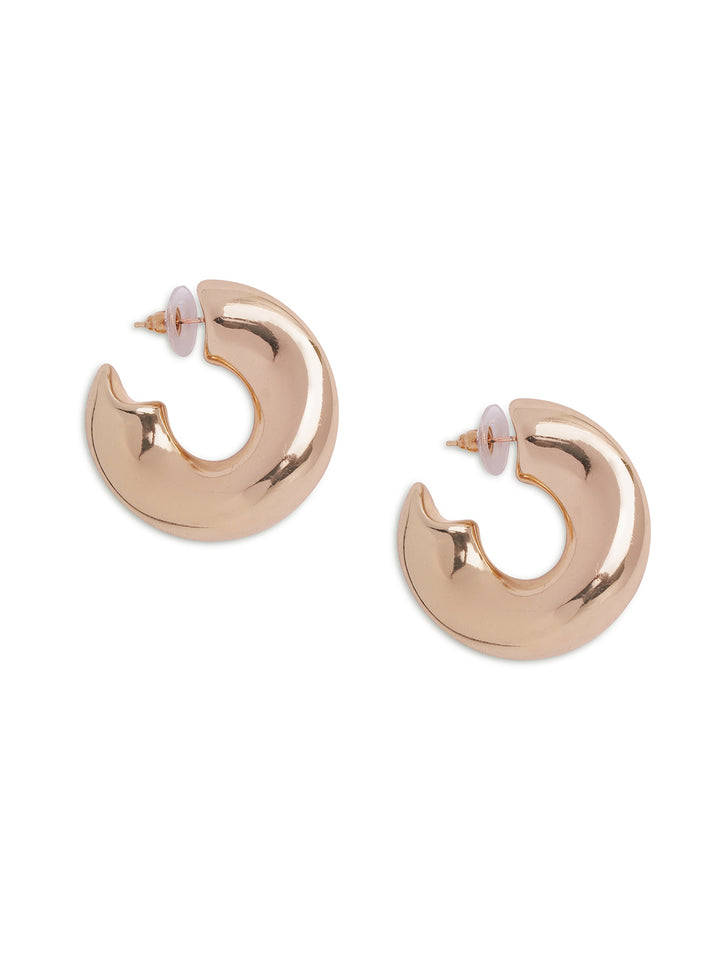 Gold Plated Plain Hoops Statement Earrings
