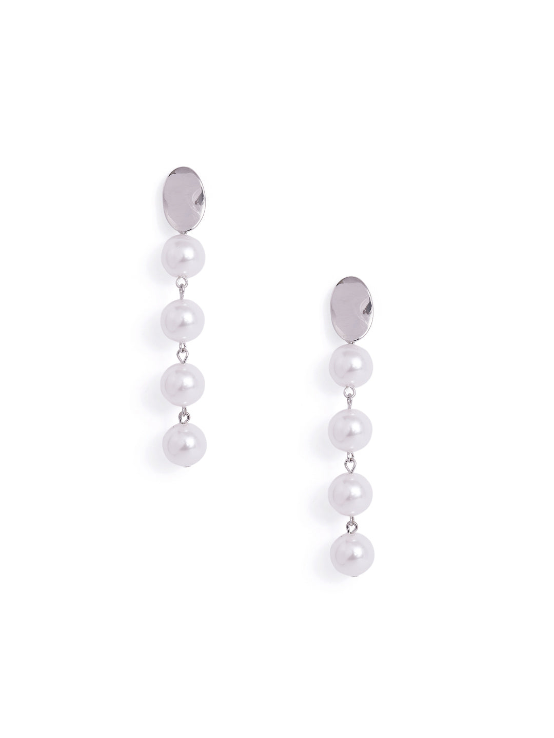 Silver Plated stud Pearl Danglers Elegant Drop Earrings