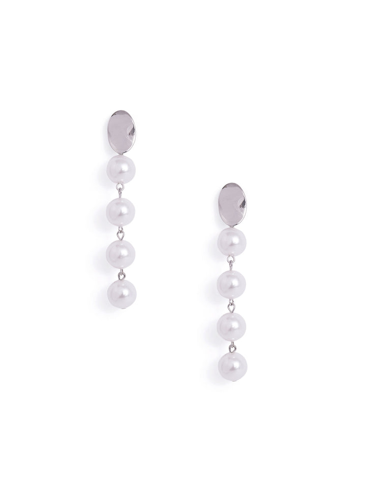 Silver Plated stud Pearl Danglers Elegant Drop Earrings