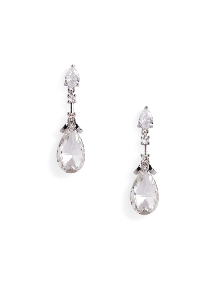 Rhinestone Fashionable Drop Silver Plated Earrings