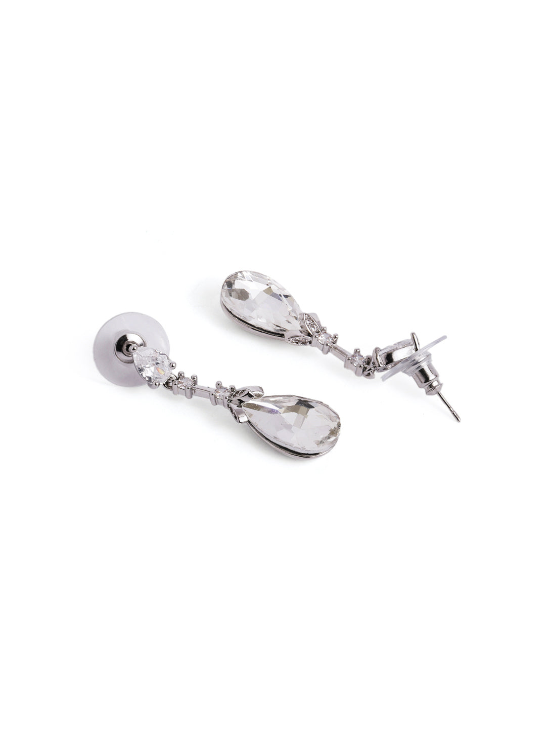 Rhinestone Fashionable Drop Silver Plated Earrings