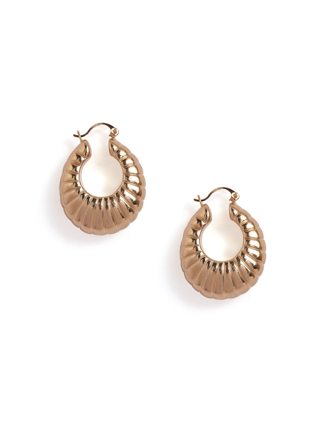 Stripes Elegance Gold Plated Fancy Hoops Earrings