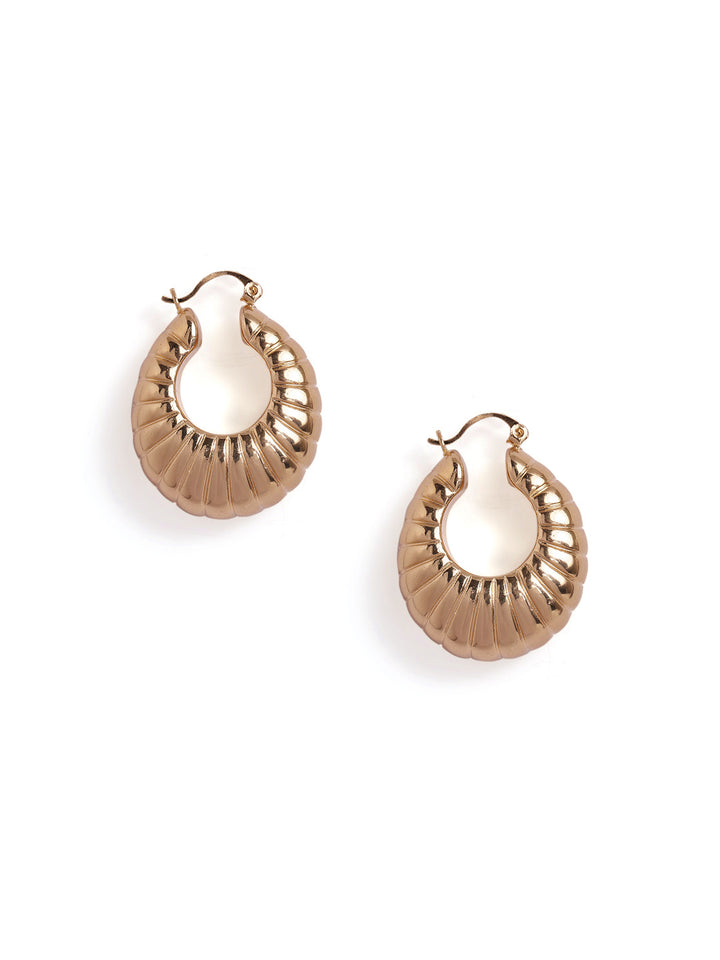 Stripes Elegance Gold Plated Fancy Hoops Earrings