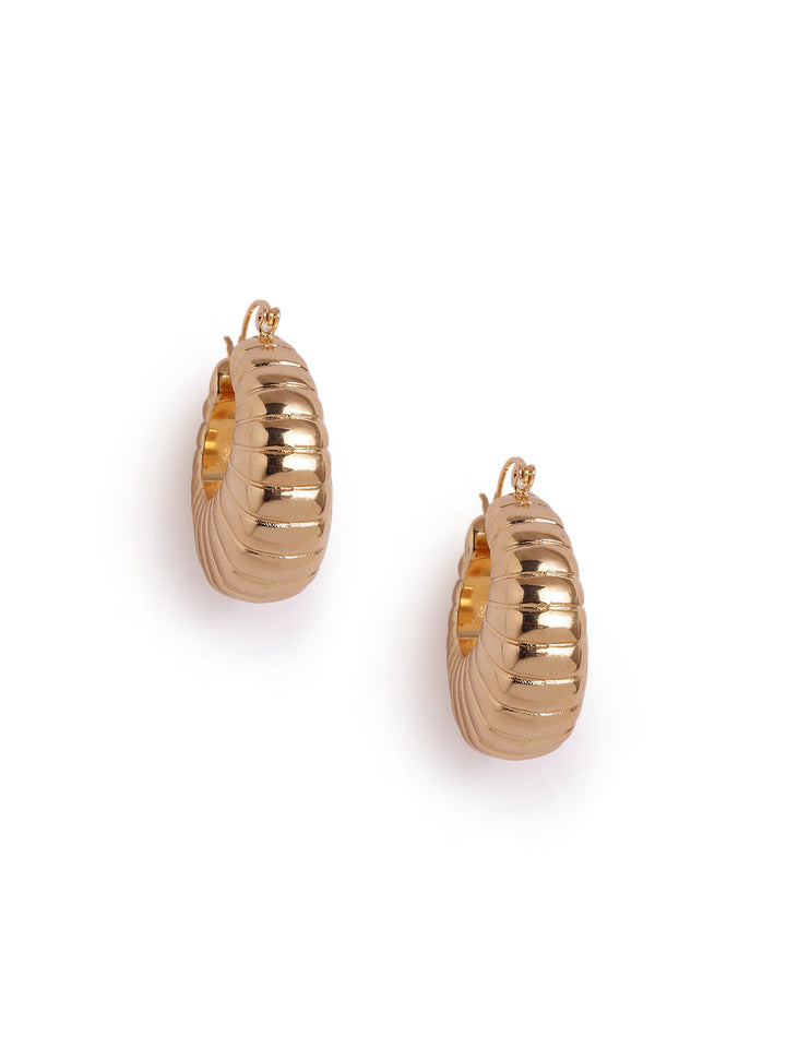 Stripes Elegance Gold Plated Fancy Hoops Earrings