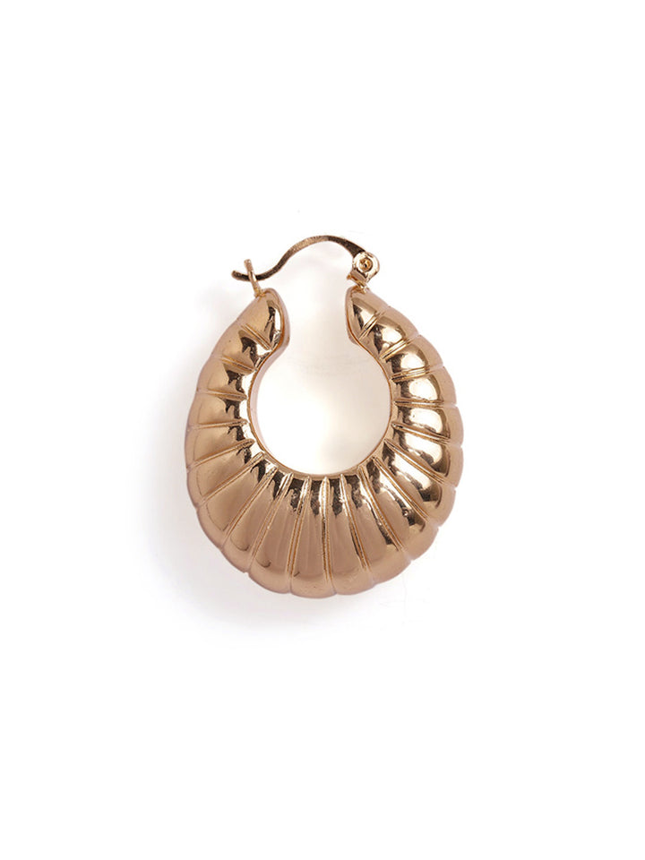 Stripes Elegance Gold Plated Fancy Hoops Earrings