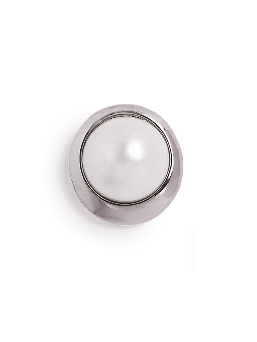 Silver Plated Pearl Studded Fancy Statement Stud Earrings