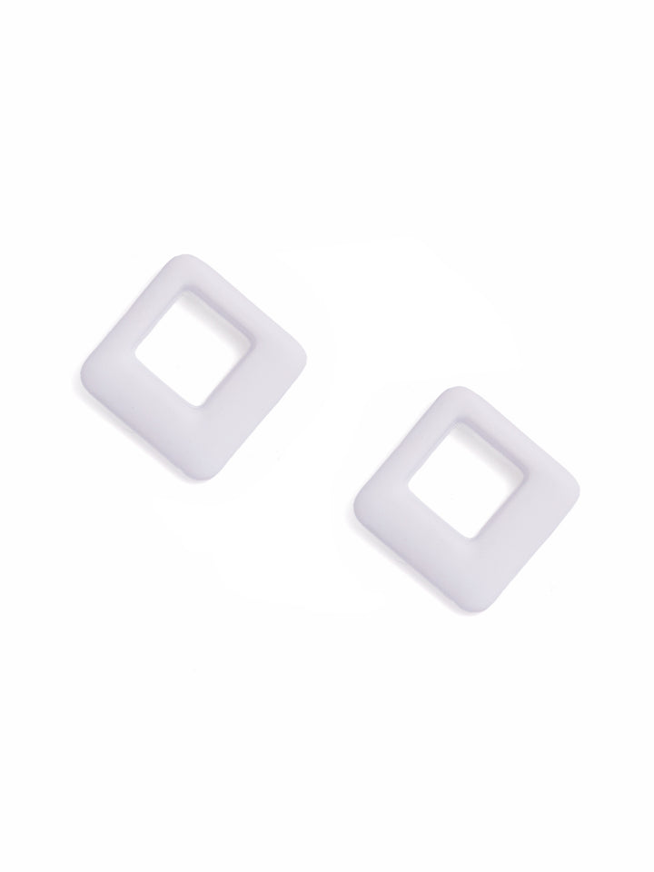 Geometry Pattern White Elegance Stud Pattern Earrings