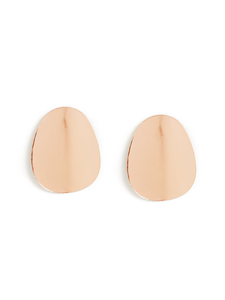 Plain Gold Plated Oval Shaped Stud Hammered Style Earrings