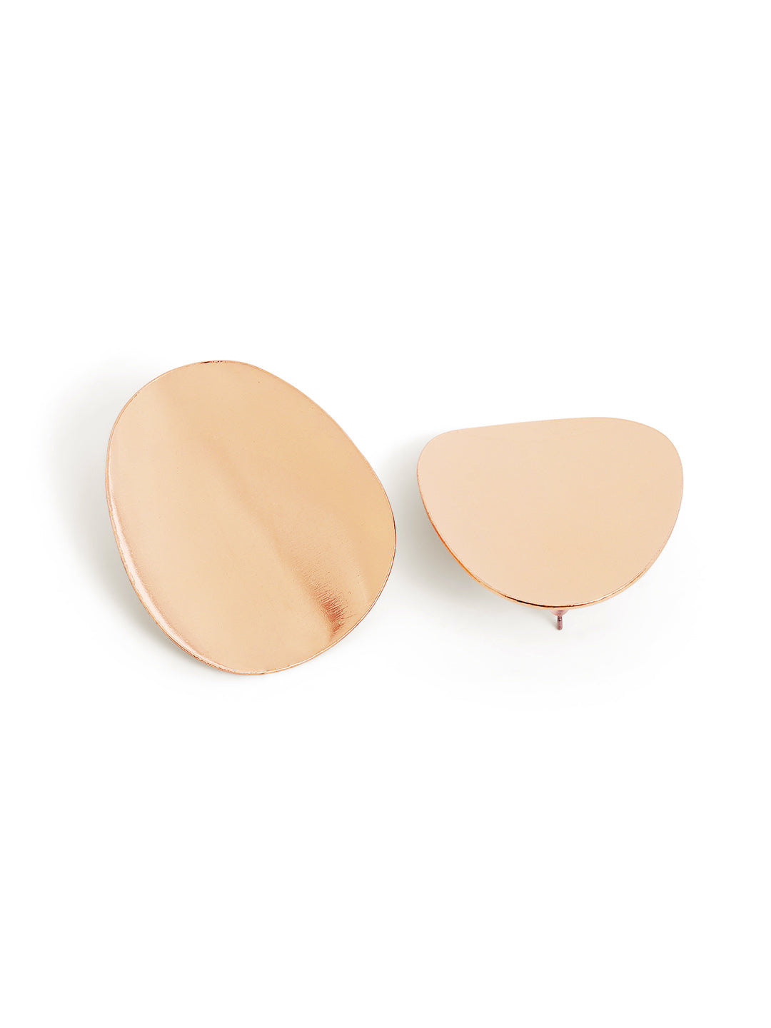 Plain Gold Plated Oval Shaped Stud Hammered Style Earrings