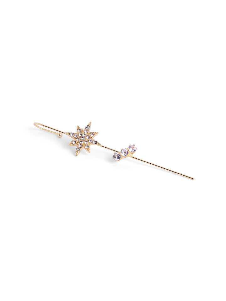 Star Elegance Rhinestone Ear Cuff Gold Plated Fancy Earrings