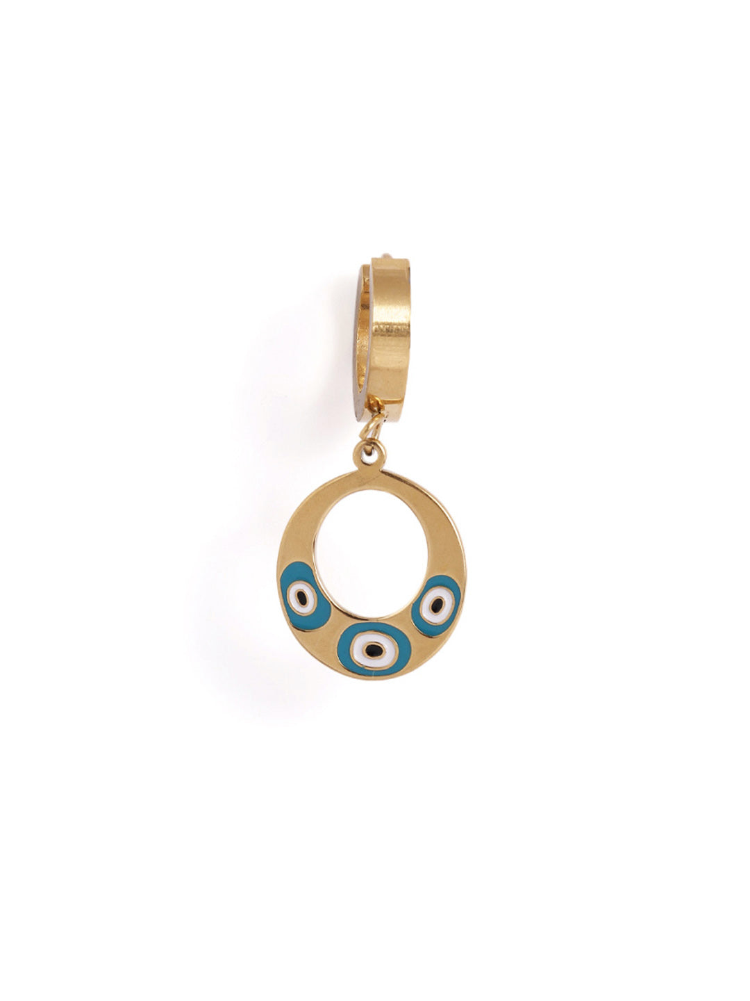 Evil Eye Oval Design Gold Plated Mini Drop Earrings