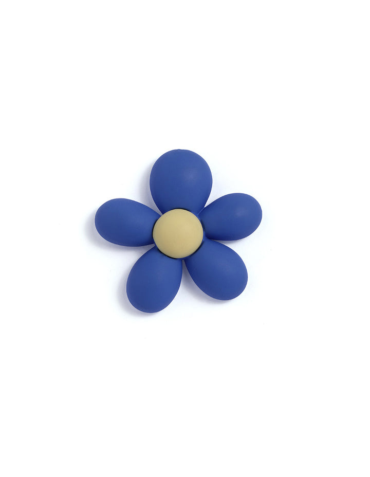 Blue Sunflower Pattern Statement Mini Stud Earrings