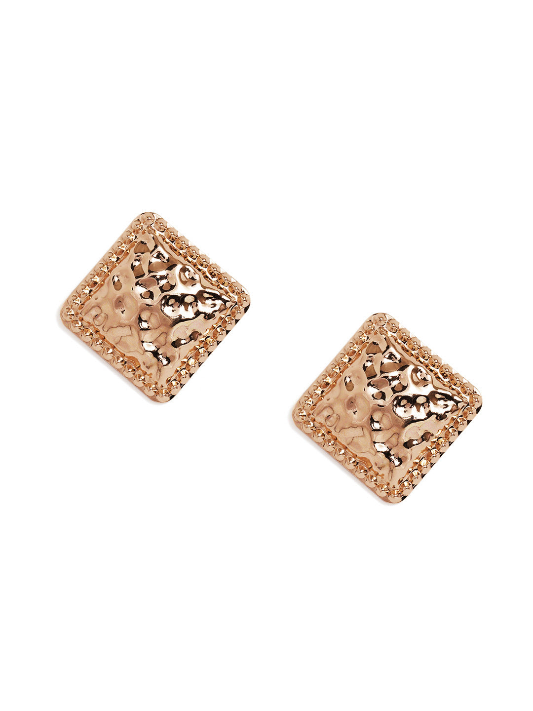 Geometry Hammered Style Gold Plated Stud Earrings