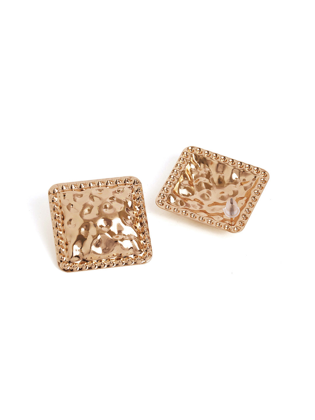 Geometry Hammered Style Gold Plated Stud Earrings