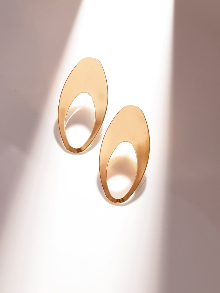 Oval Elegance Statement Gold Plated Stud Pattern Earrings