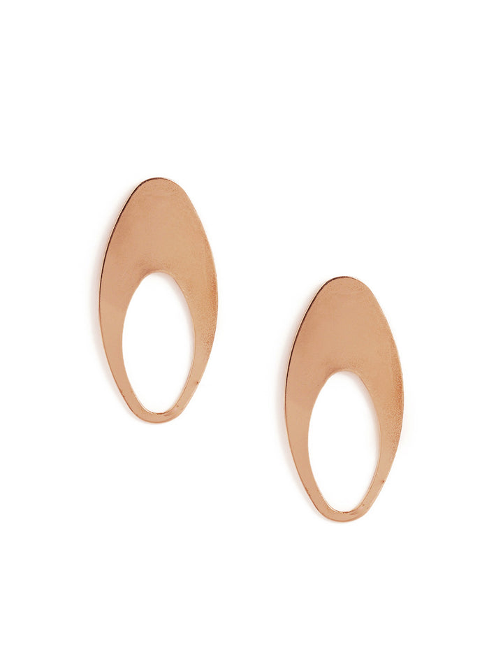 Oval Elegance Statement Gold Plated Stud Pattern Earrings