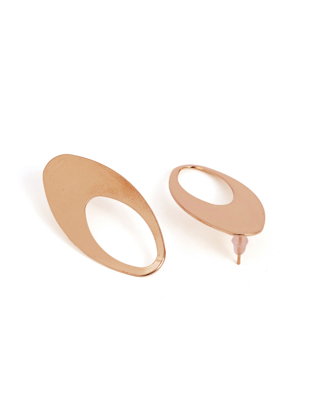 Oval Elegance Statement Gold Plated Stud Pattern Earrings