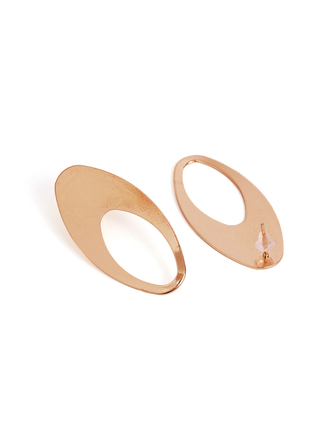 Oval Elegance Statement Gold Plated Stud Pattern Earrings