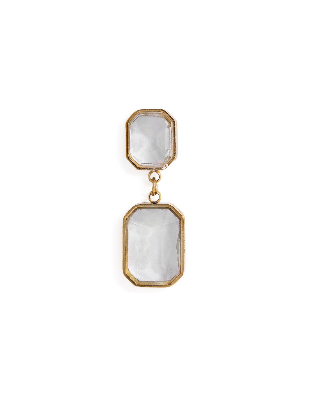 Transparent Stone Gold Plated Mini Drop Earrings