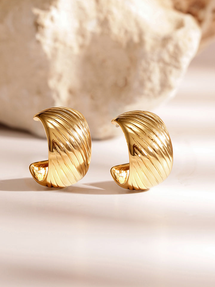 Mini Gold Plated Fancy Hoops Statement Earrings