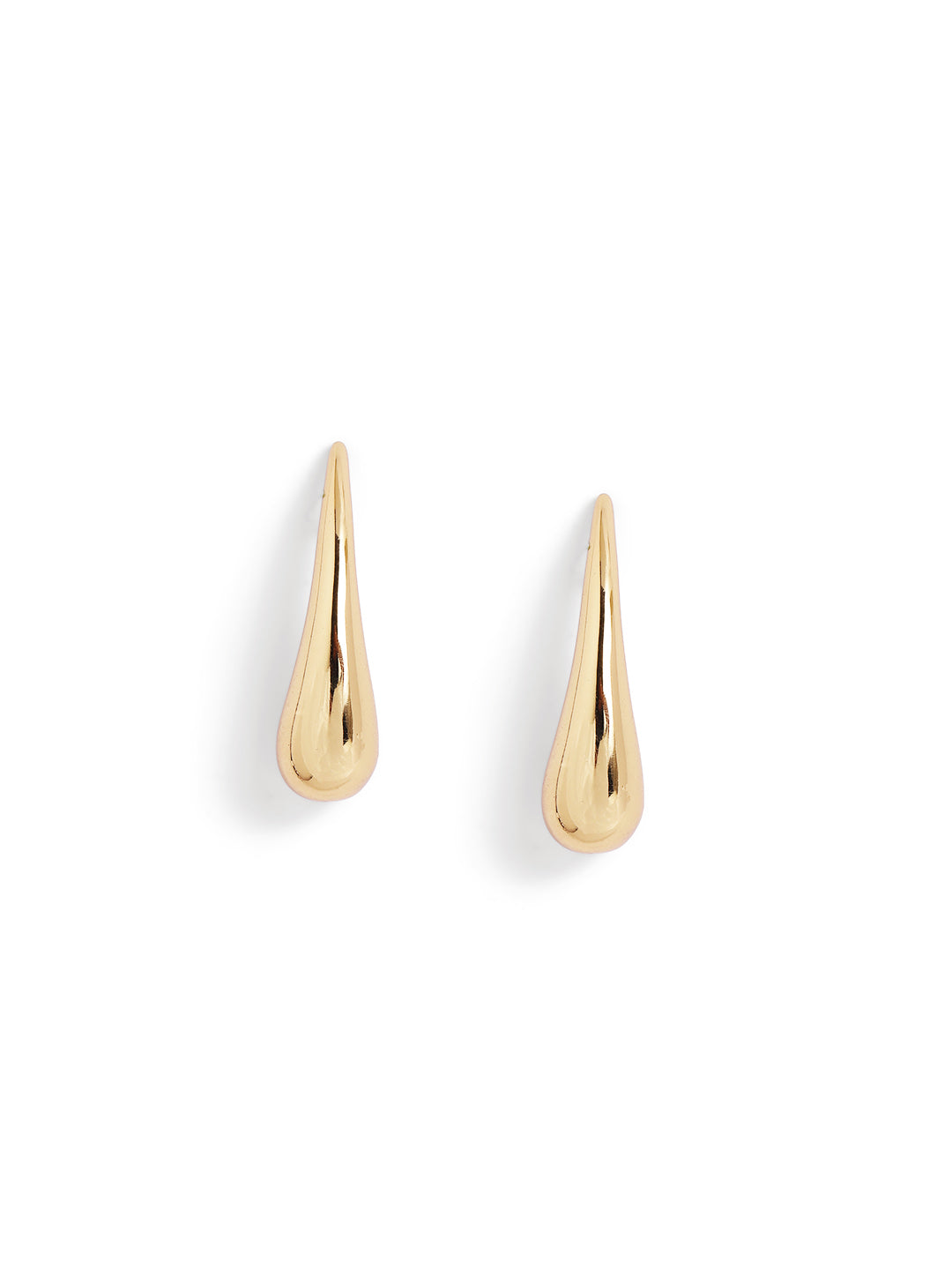 Drop Pattern Plain Contemporary Gold Plated Stud Earrings