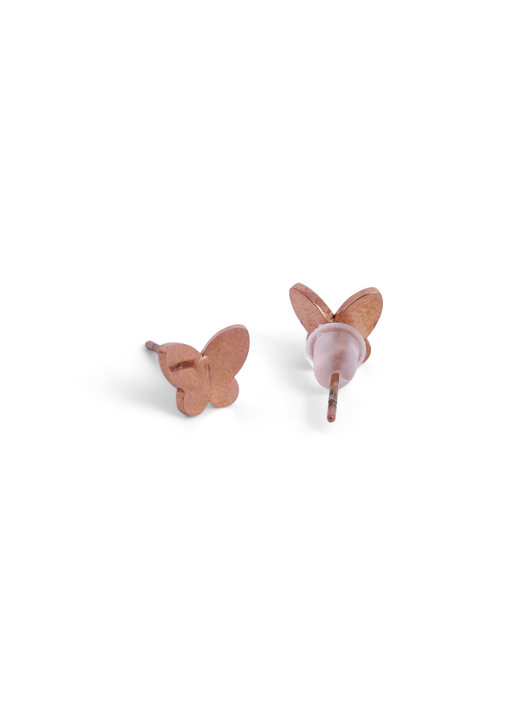 Butterfly Pattern Whitestone Gold Plated Stud Earrings