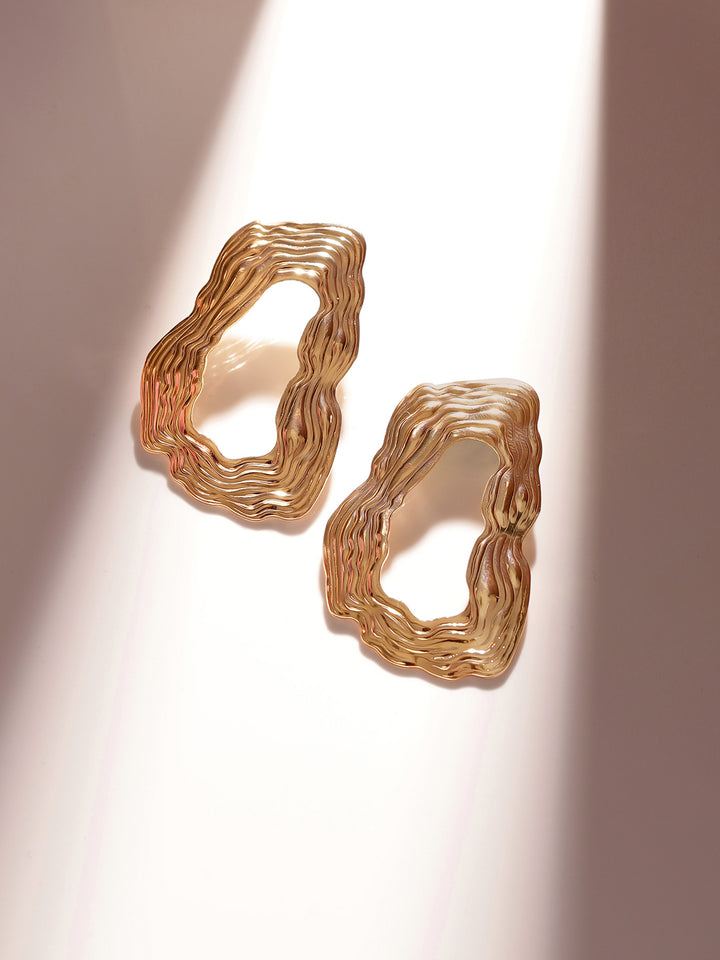 Gold Plated Abstract Elegance Stud Earrings