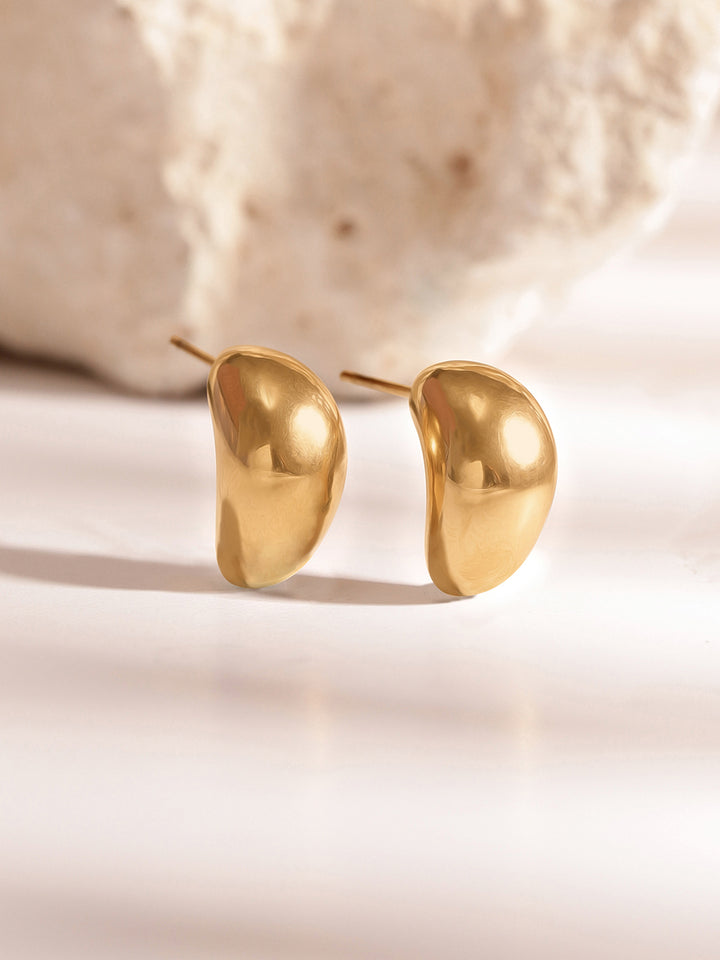 Mini Gold Plated Curve Hoops Abstract Elegance Earrings