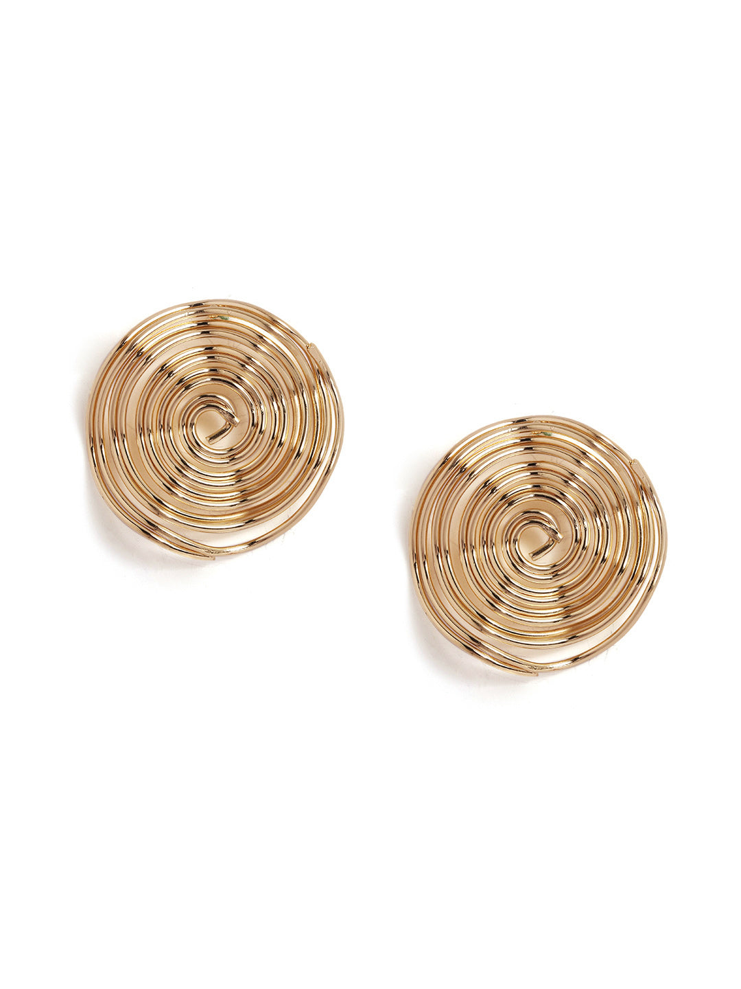 Gold Plated Abstract Design Swirl Style Stud Earrings