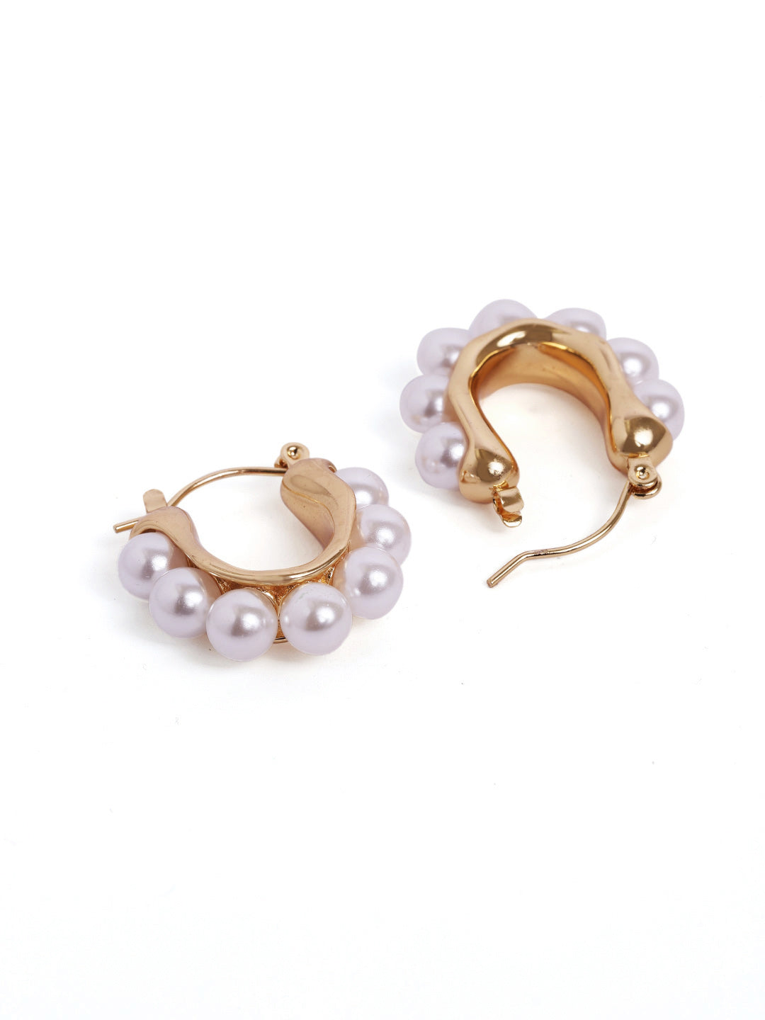 Pearl Sequenced Gold Plated Mini Hoops Earrings