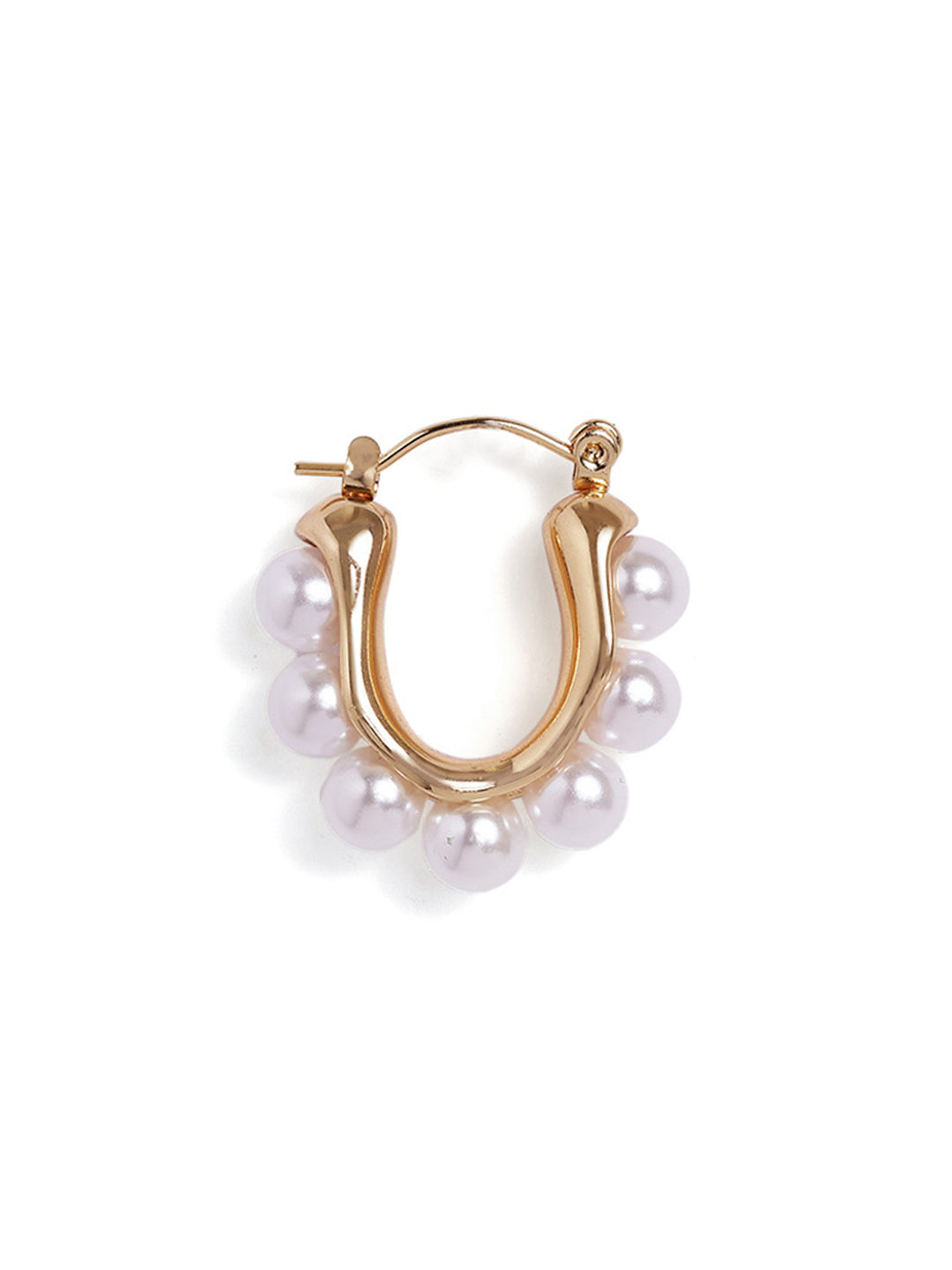 Pearl Sequenced Gold Plated Mini Hoops Earrings