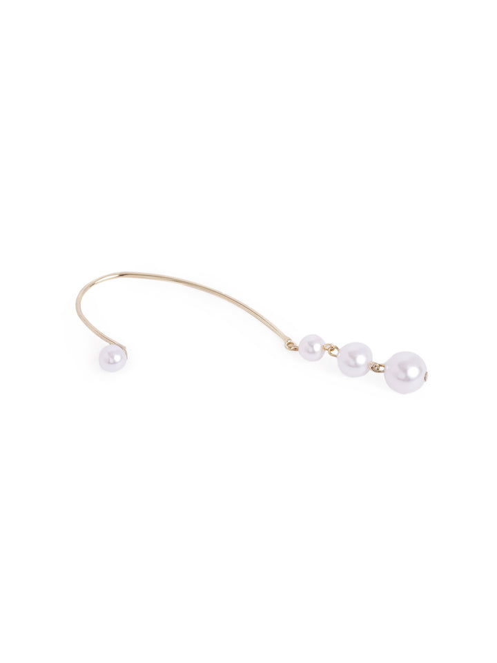 Pearl Studded Gold Plated Contemporary Ear Cuff Earrings