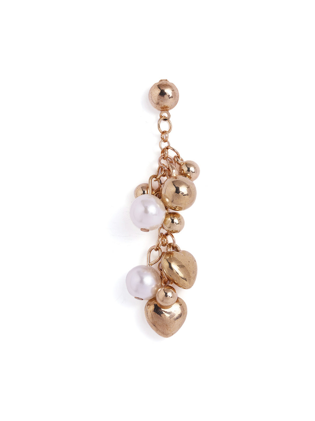 Elegant Pearl Gold Balls Fancy Drop Statement Earrings