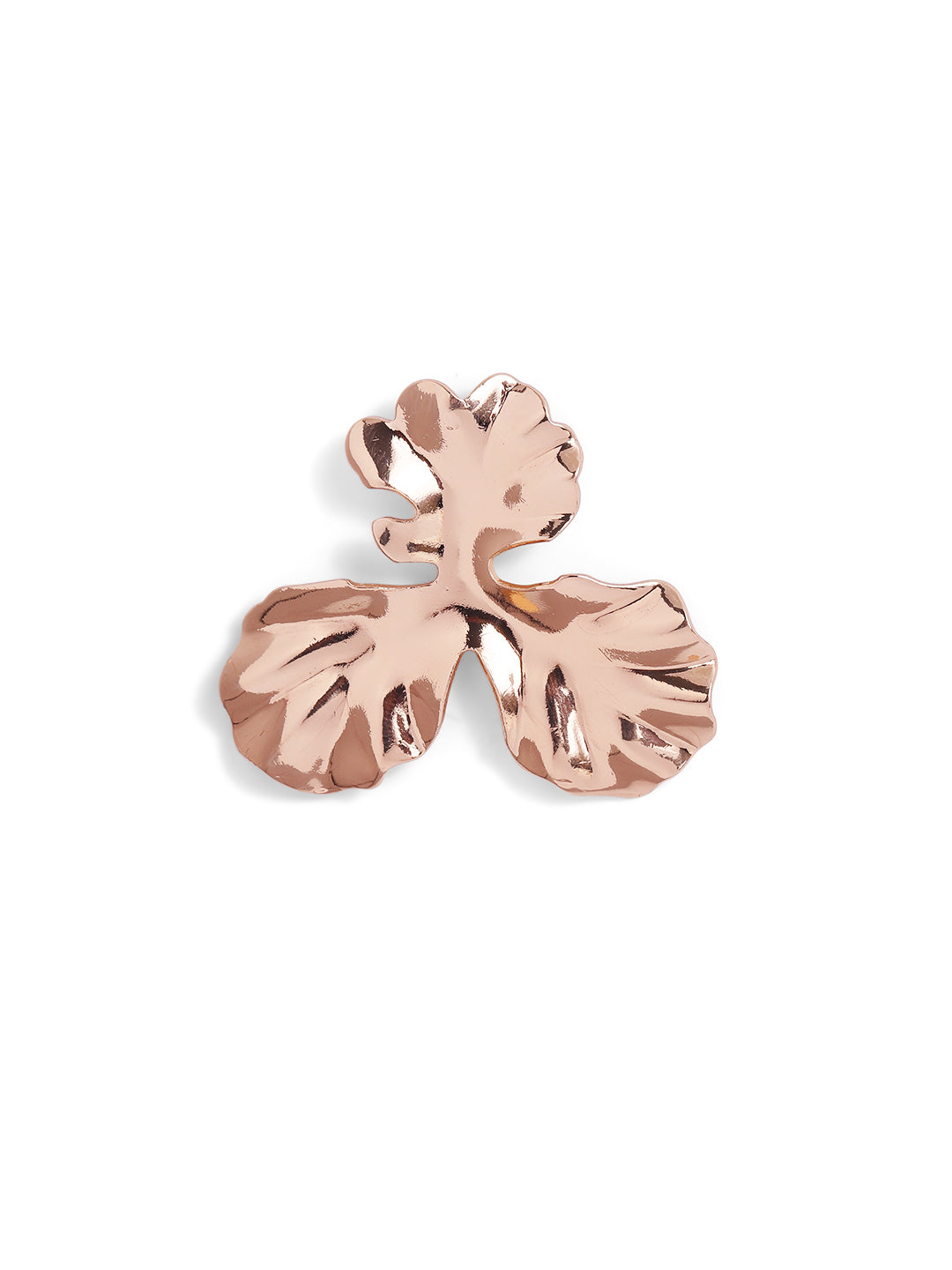 Hammered Pattern Plain Floral Elegance Gold Plated Stud Earrings