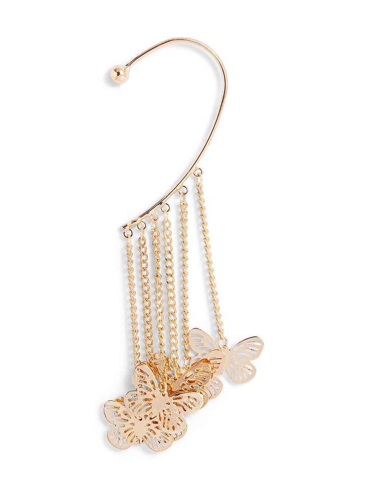 Butterfly Sequenced Gold Plated Elegant Ear Cuff Earrings