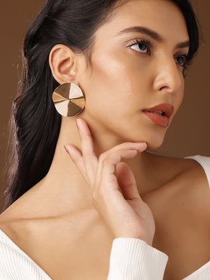 Swirl Floral Elegance Gold Plated Statement Stud Earrings