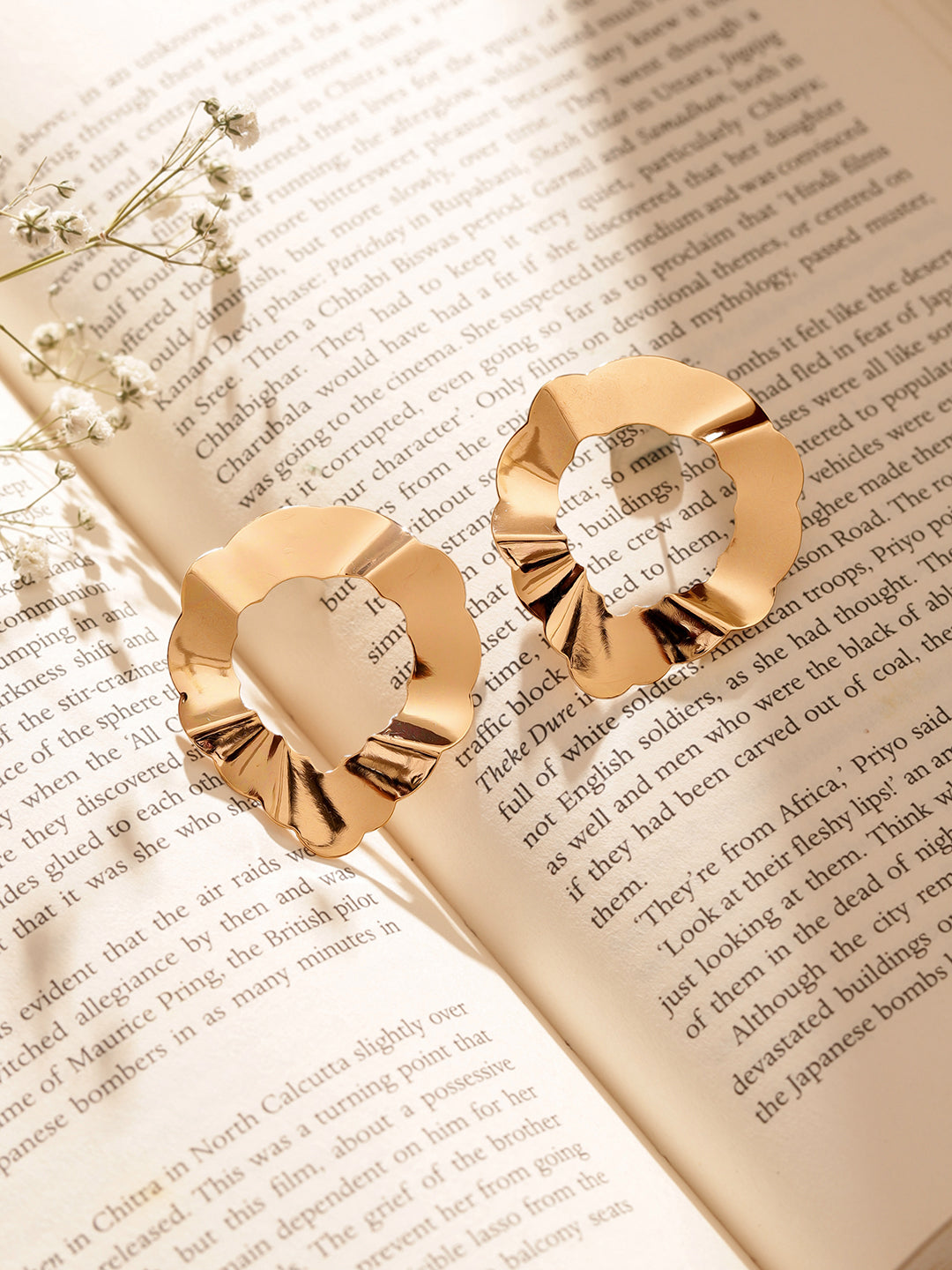 Abstract Pattern Gold Plated Fancy Stud Earrings